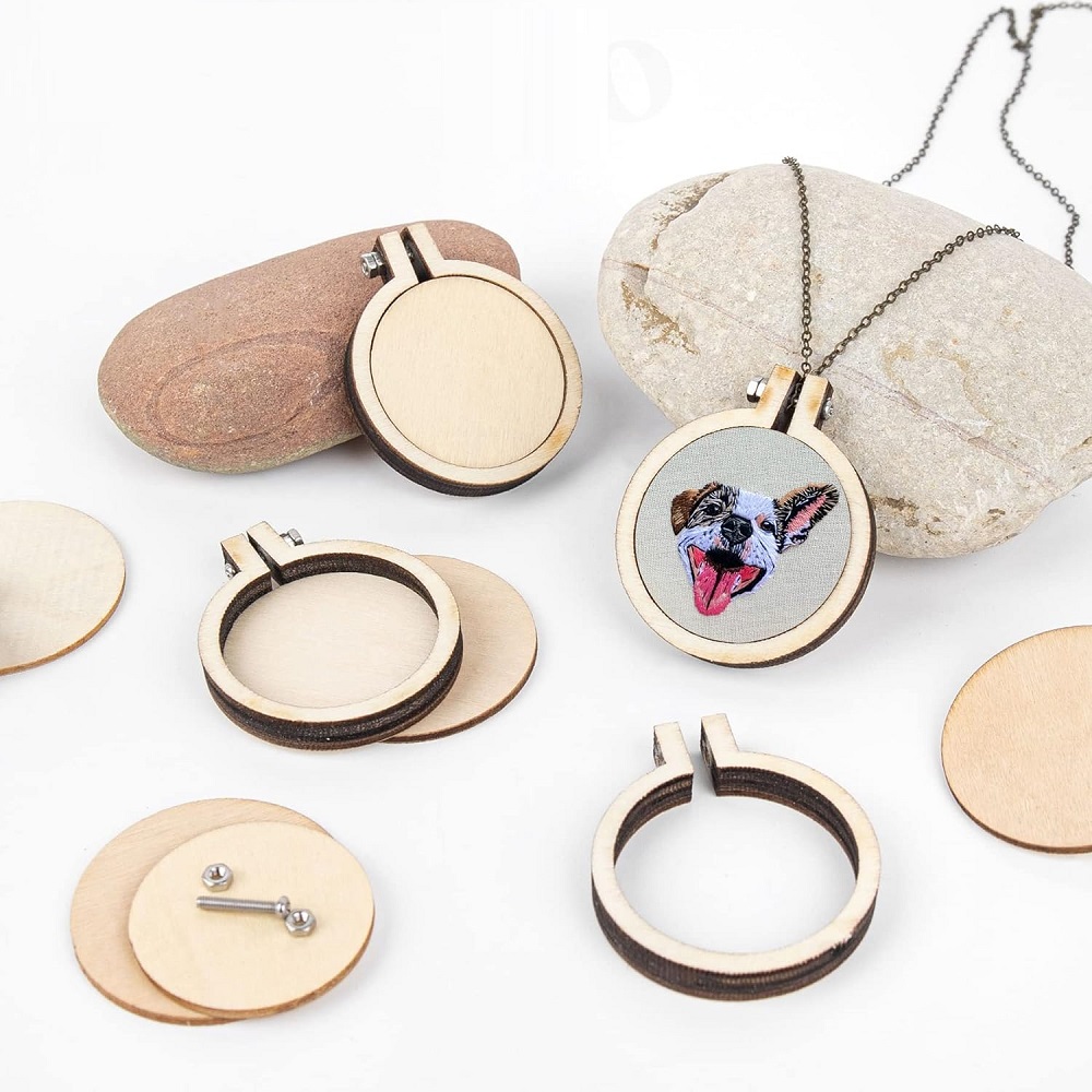 10 buah lingkaran bordir Mini  - Wood Ring Blank ulasan dan harga